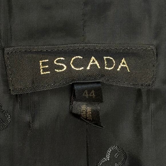 Escada Black Skirt Suit Lace Trim Size 44 EU 12 US - Picture 7 of 16